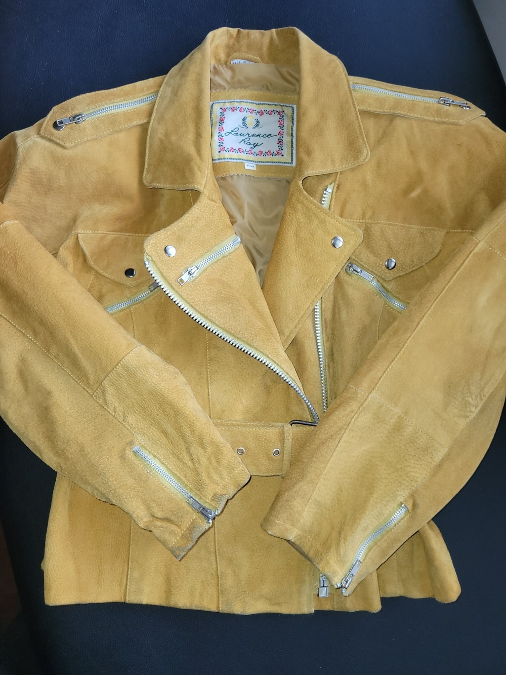 Vintage Mustard Suede Moto Jacket